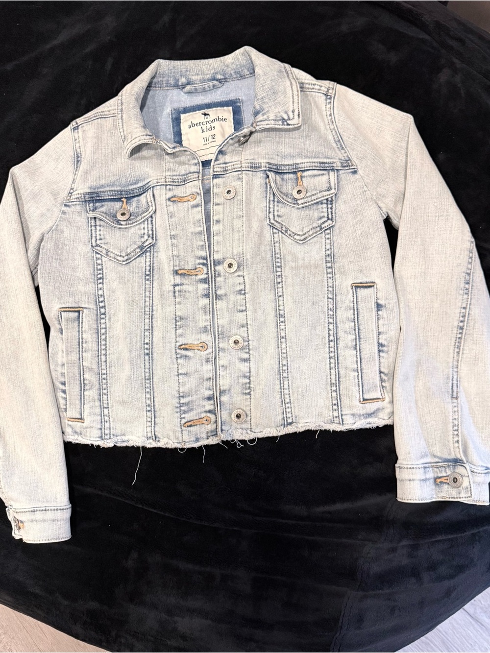 abercrombie kids faded light blue denim jacket